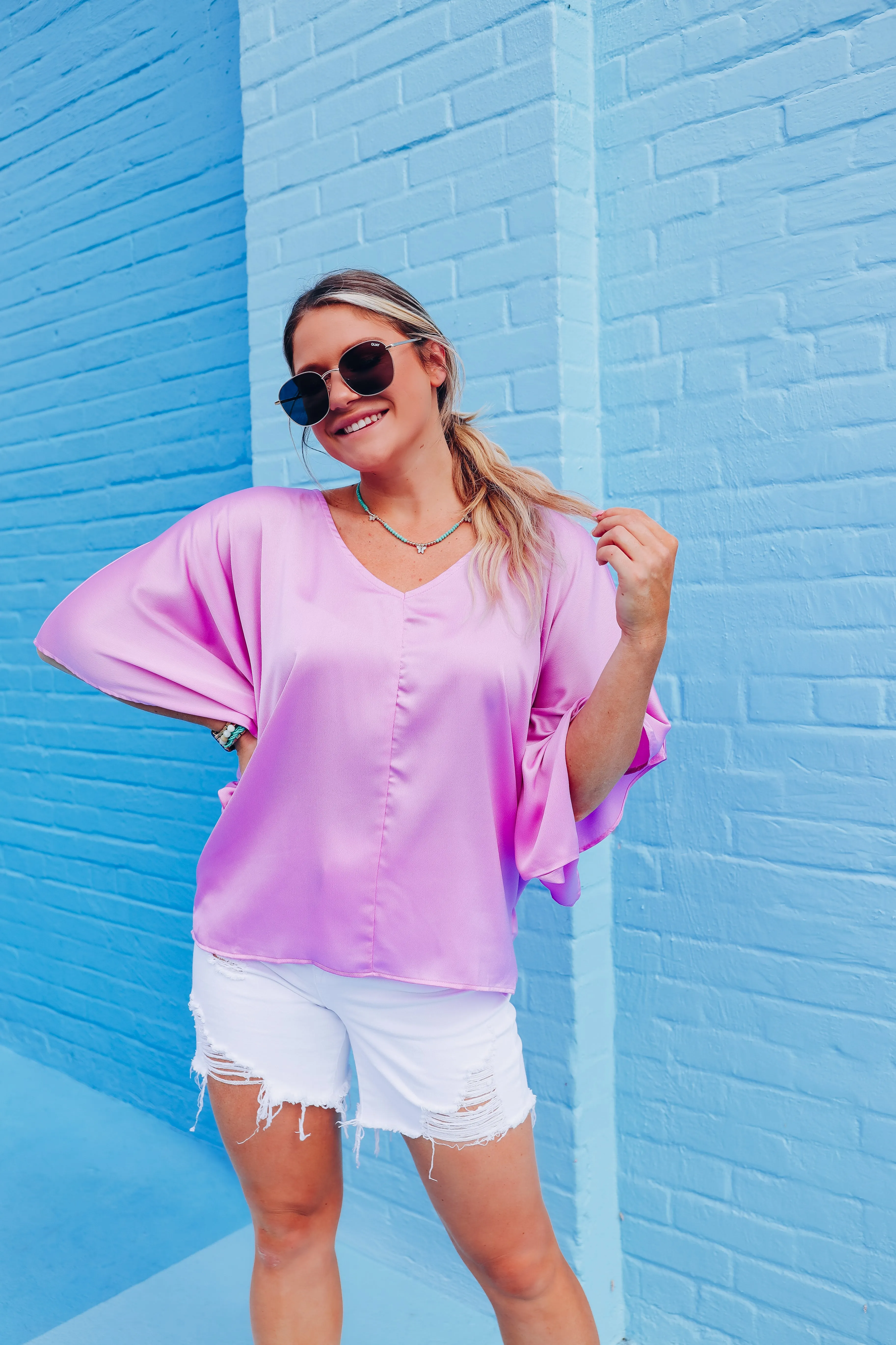 Kimmy Kimono Sleeve Top - Purple