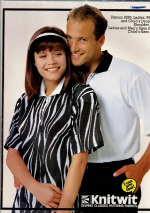Knitwit 9250 Mens Womens Kids Stretch Polo Shirts 1980s Vintage Sewing Pattern UNCUT Factory Folded
