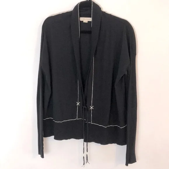 Label   Thread size M black light weight cardigan sweater layer work fall winter