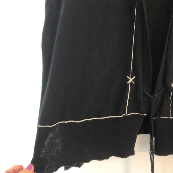 Label   Thread size M black light weight cardigan sweater layer work fall winter