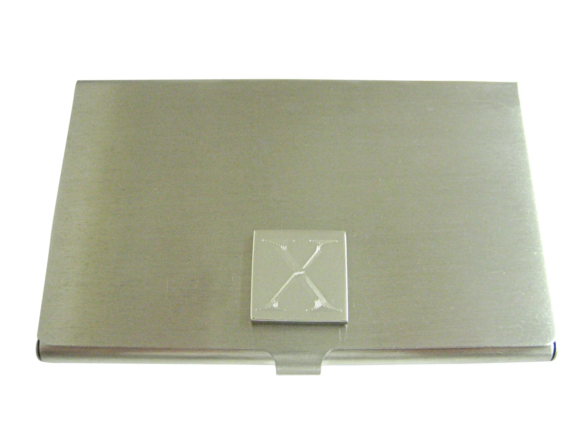 Letter X Etched Monogram Business Card Holder