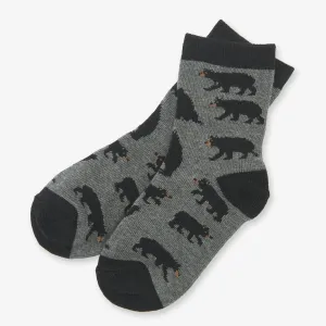 Little Blue House Crew Socks - Charcoal Bears