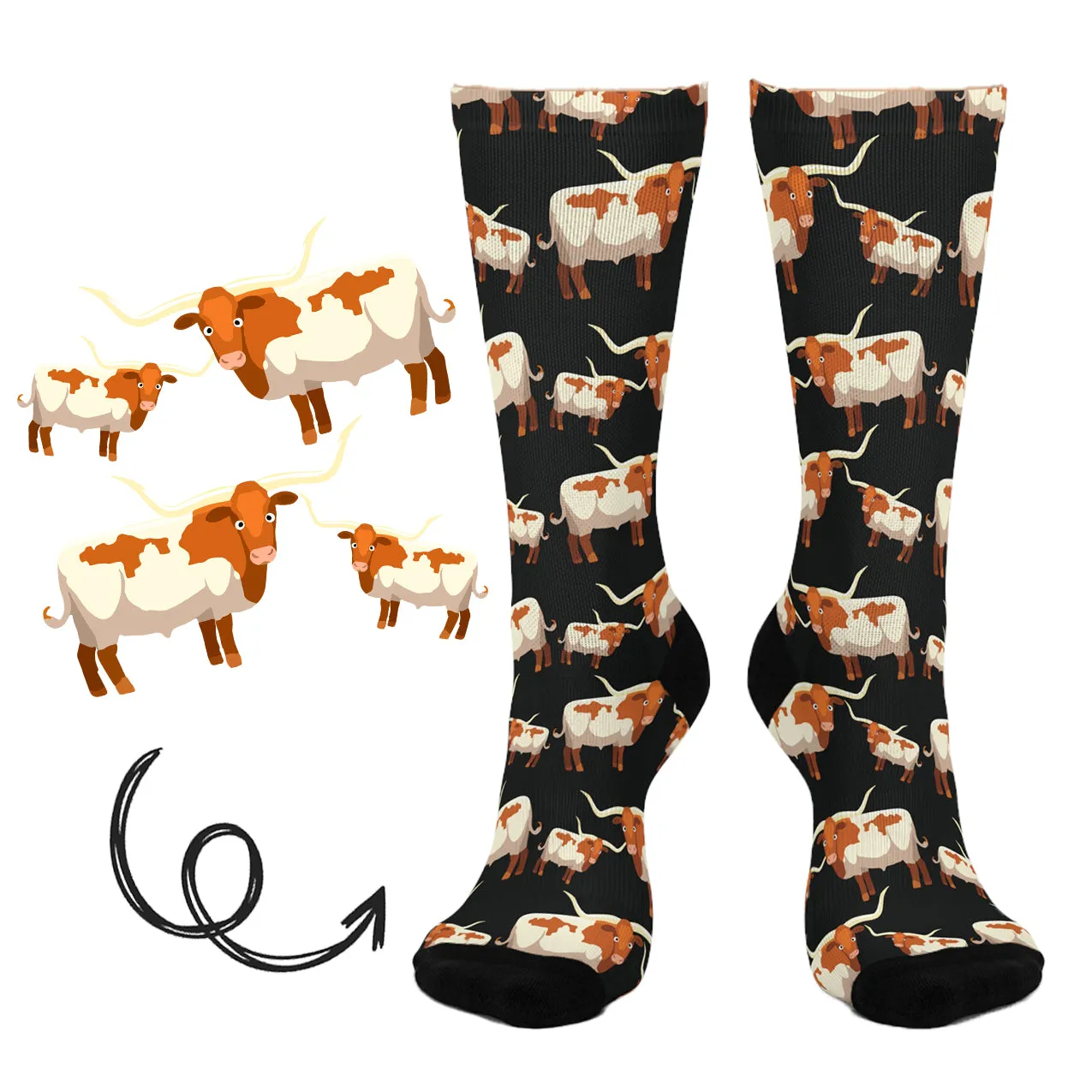 LONG HORN COW FARM SOCKS SL7