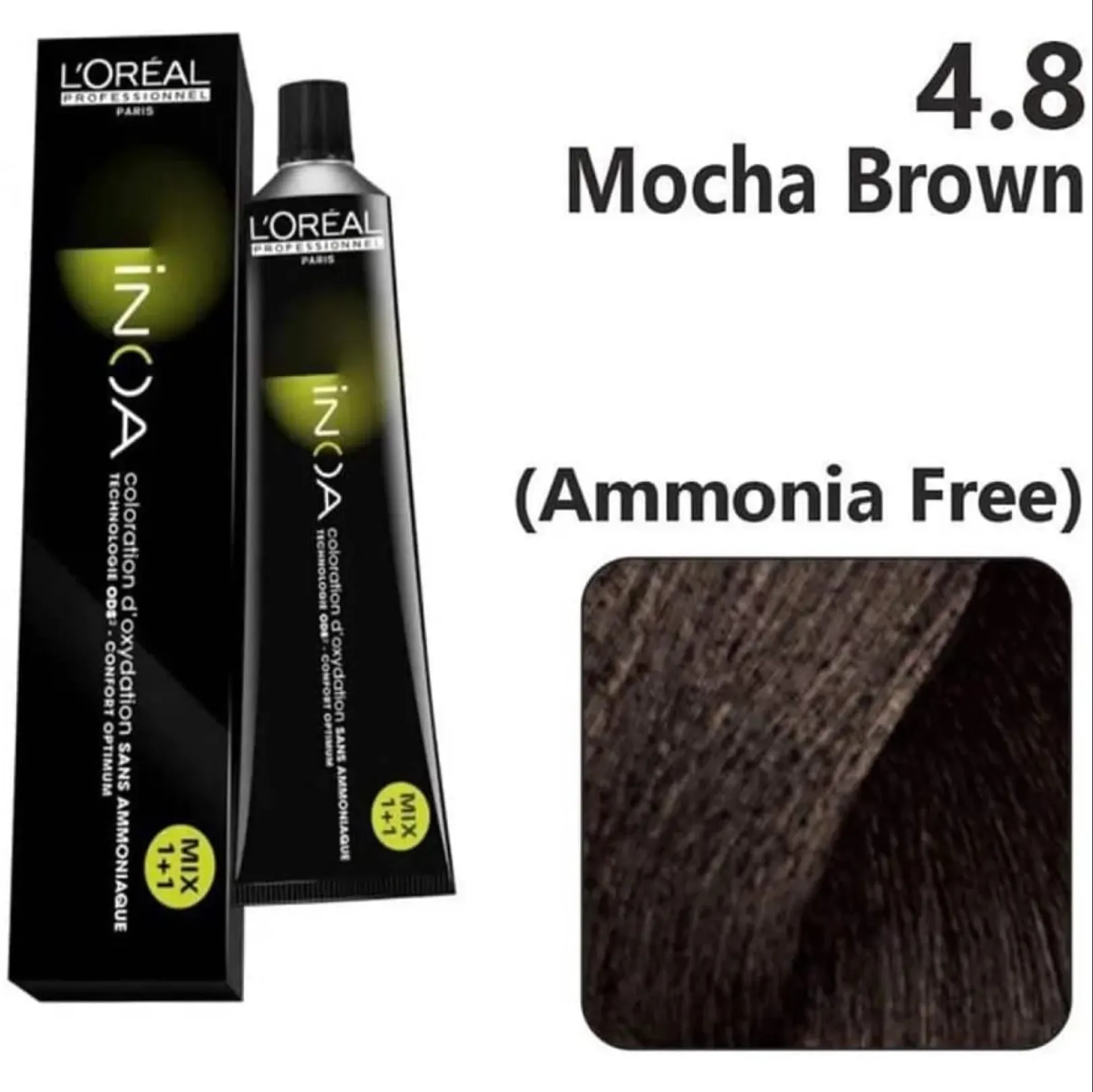 L'Oréal Professionnel Paris INOA Ammonia-Free Permanent Hair Color - 4.8 Mocha Brown (60g)