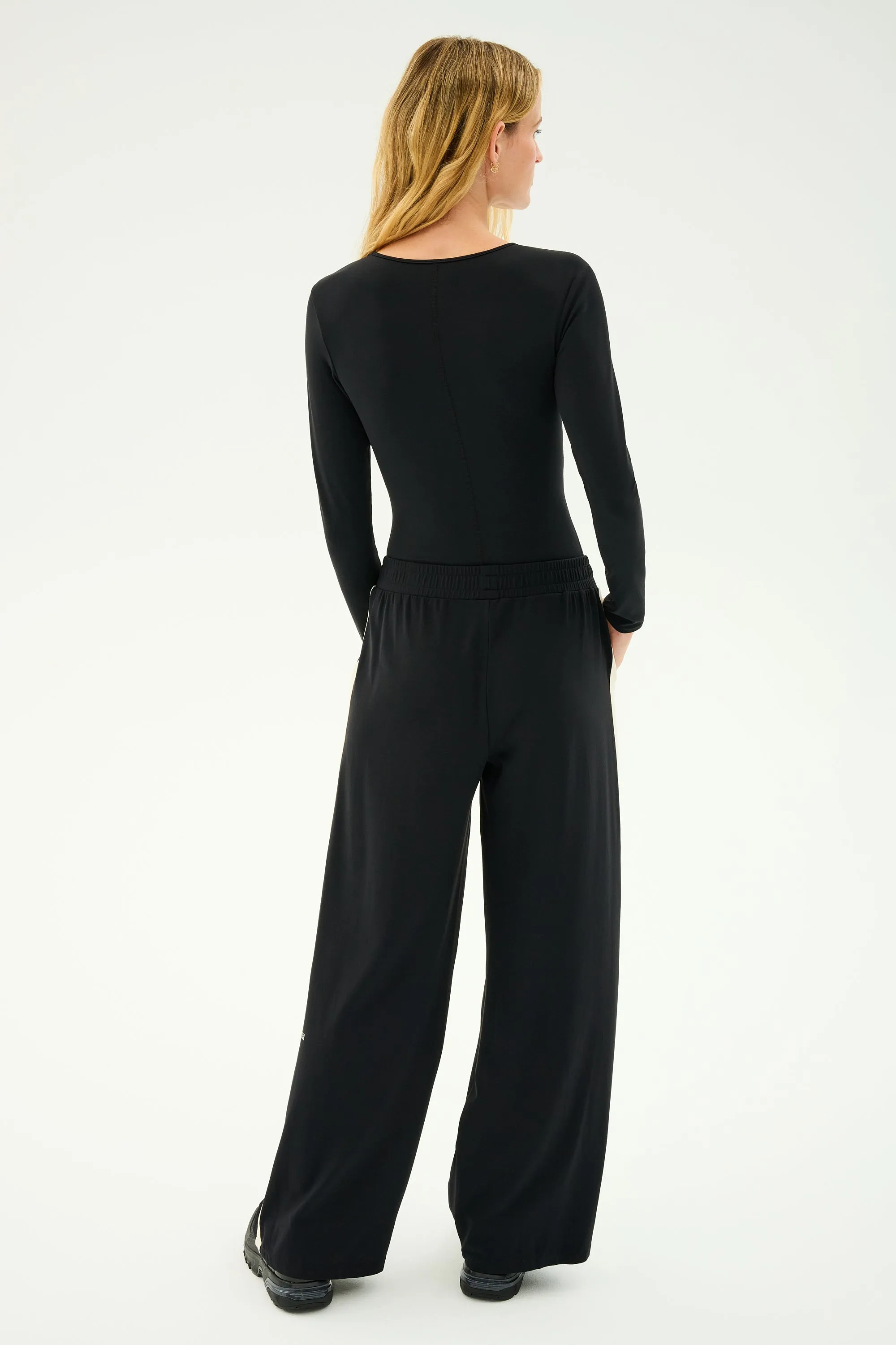 Luca Airweight Trouser with Stripe - Black/White