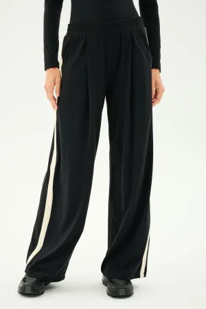 Luca Airweight Trouser with Stripe - Black/White