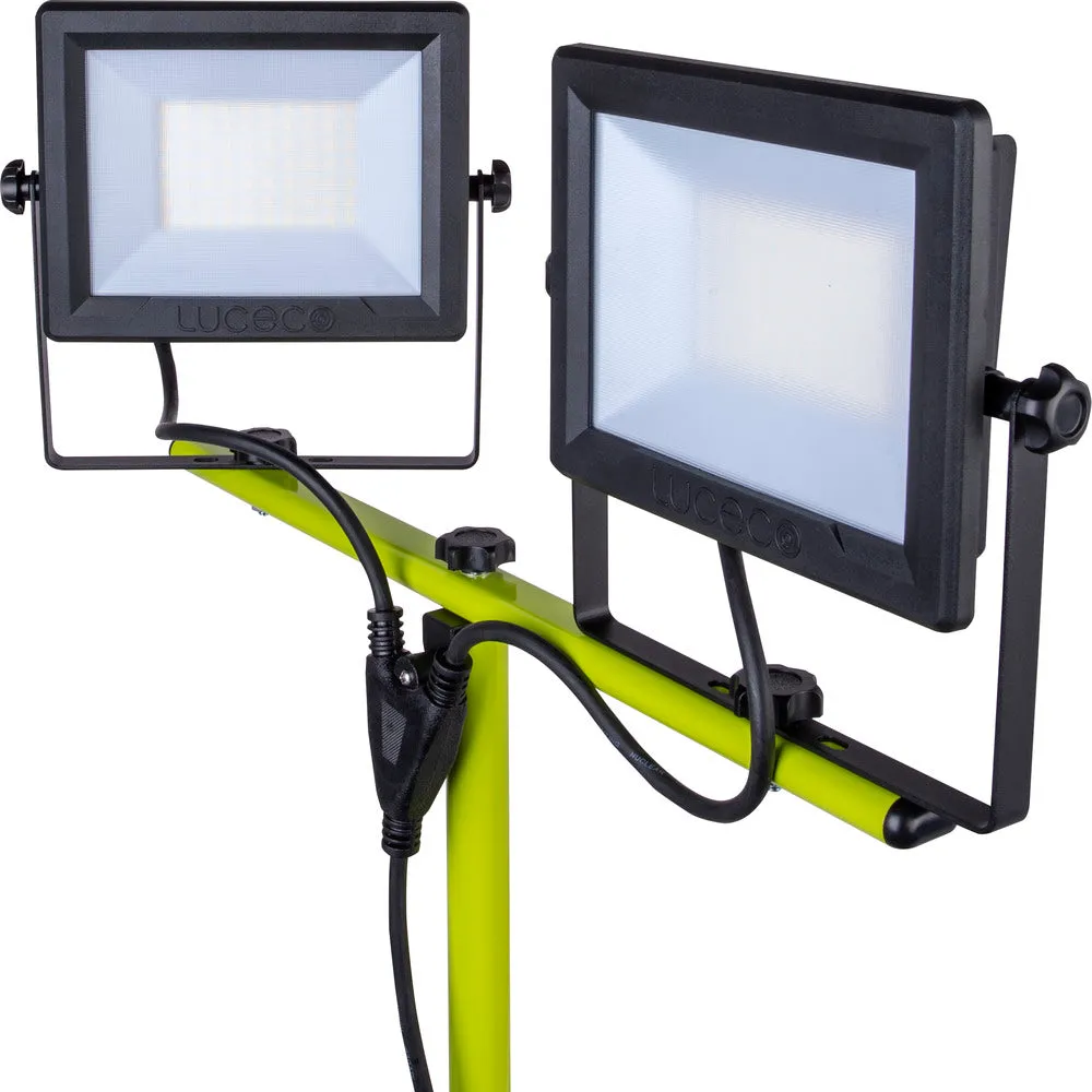Luceco EFLDTT50B50 Eco Tripod  Black Twin 5000lm 2x50W 5000K - UK Plug