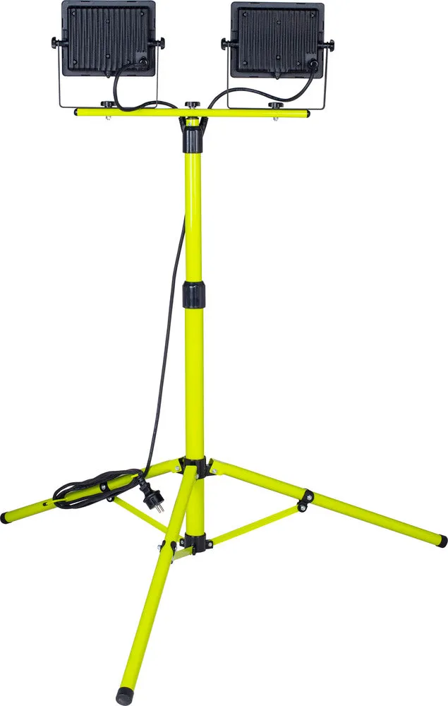 Luceco EFLDTT50B50 Eco Tripod  Black Twin 5000lm 2x50W 5000K - UK Plug