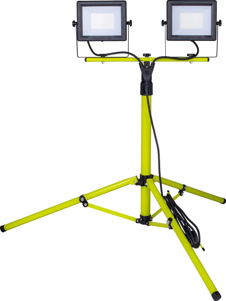Luceco EFLDTT50B50 Eco Tripod  Black Twin 5000lm 2x50W 5000K - UK Plug