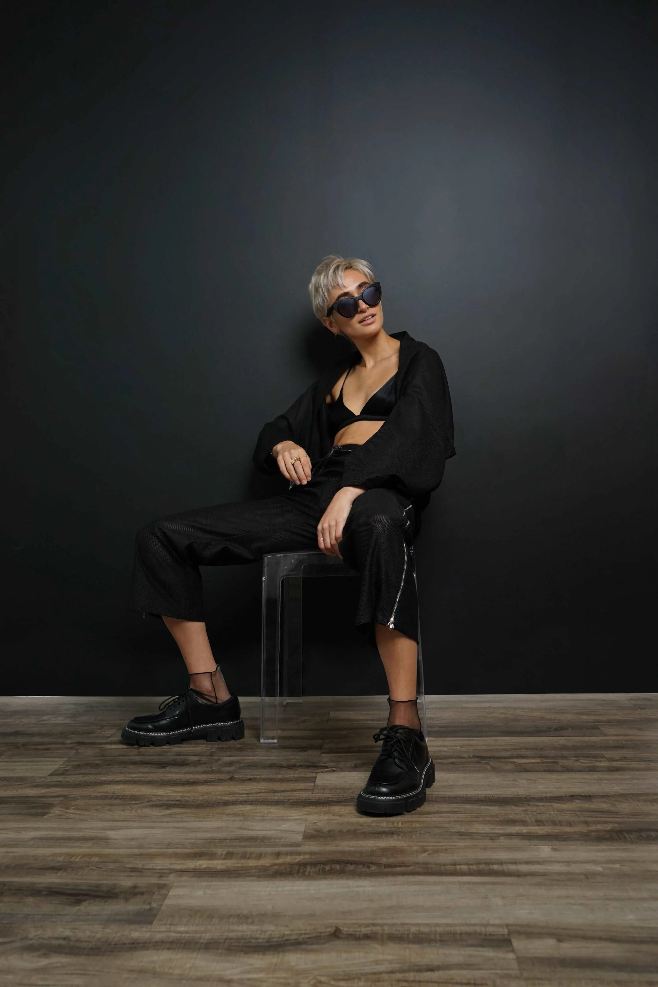 Lux Black Mesh Shrug