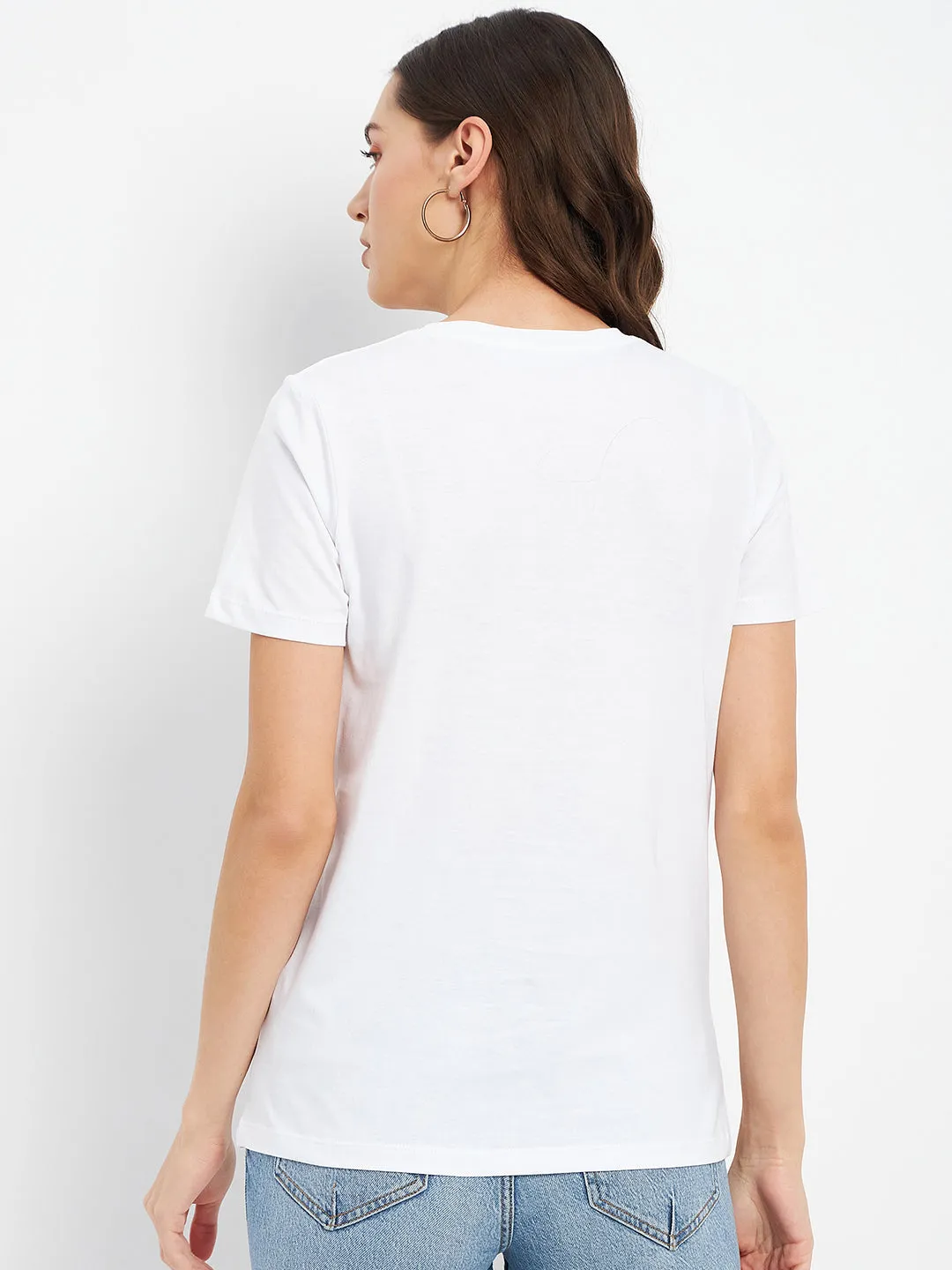 Madame White Crew Neckline  Typography Tshirt