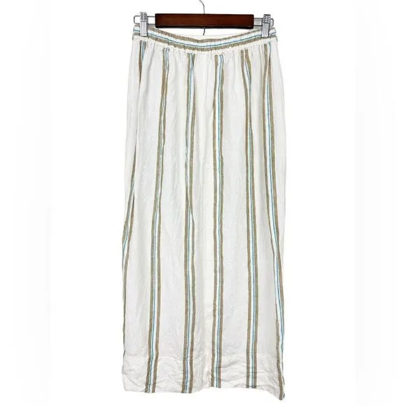 Madewell Column Striped Maxi Skirt in 100% Linen Size Extra Small