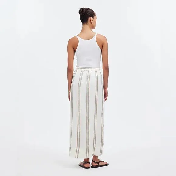 Madewell Column Striped Maxi Skirt in 100% Linen Size Extra Small