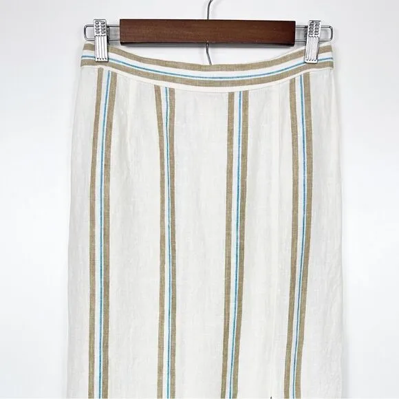 Madewell Column Striped Maxi Skirt in 100% Linen Size Extra Small