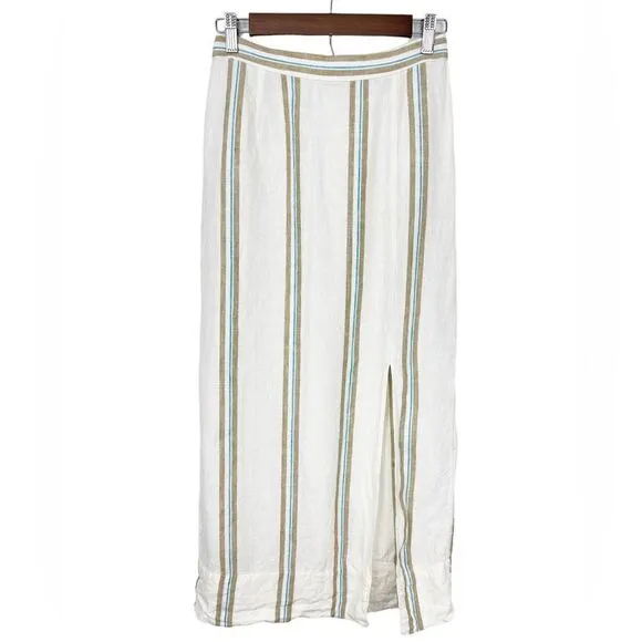 Madewell Column Striped Maxi Skirt in 100% Linen Size Extra Small