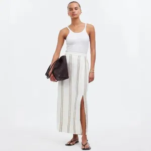 Madewell Column Striped Maxi Skirt in 100% Linen Size Extra Small