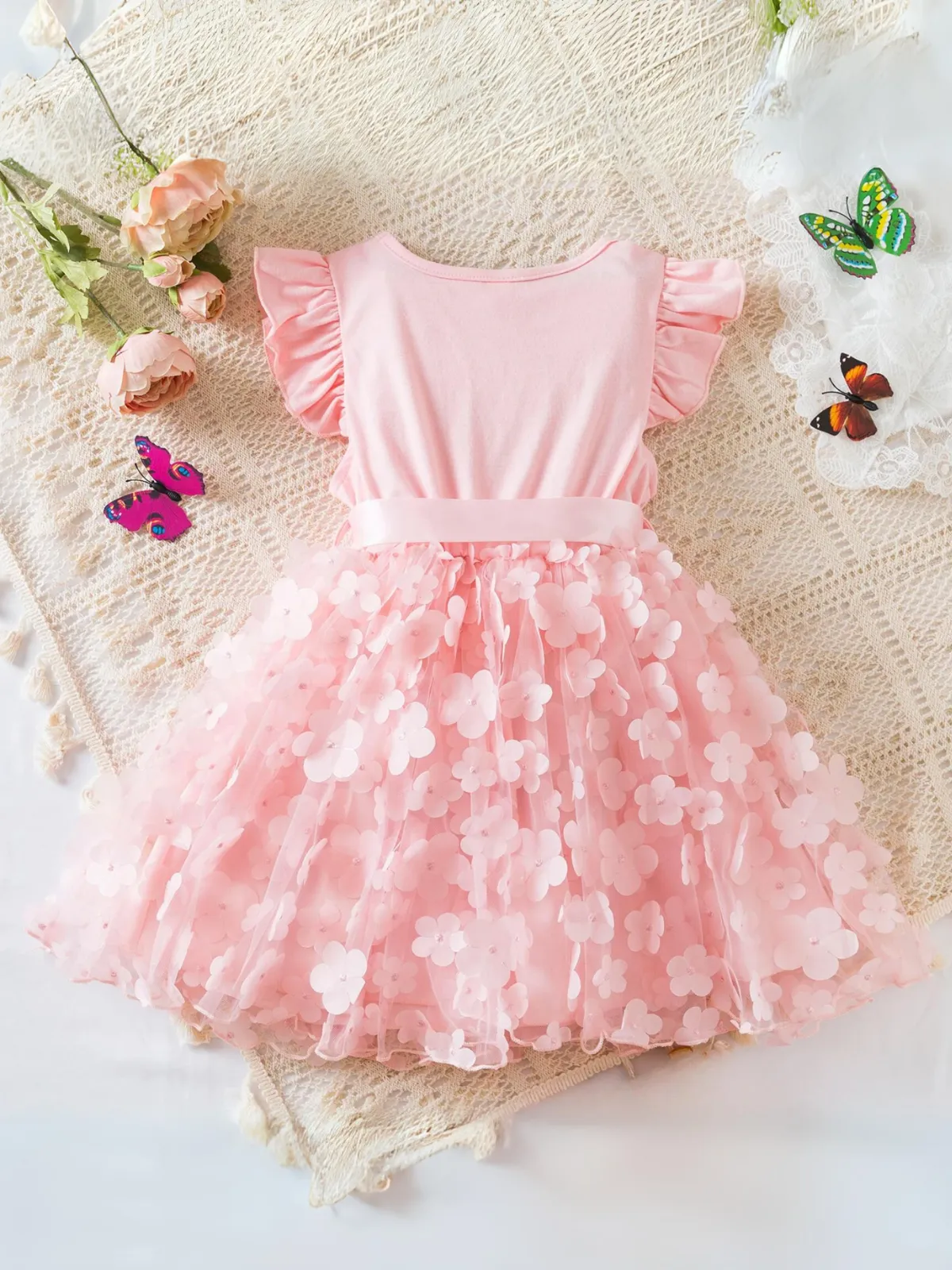 Magic Twirls 3D Flower Tutu Dress