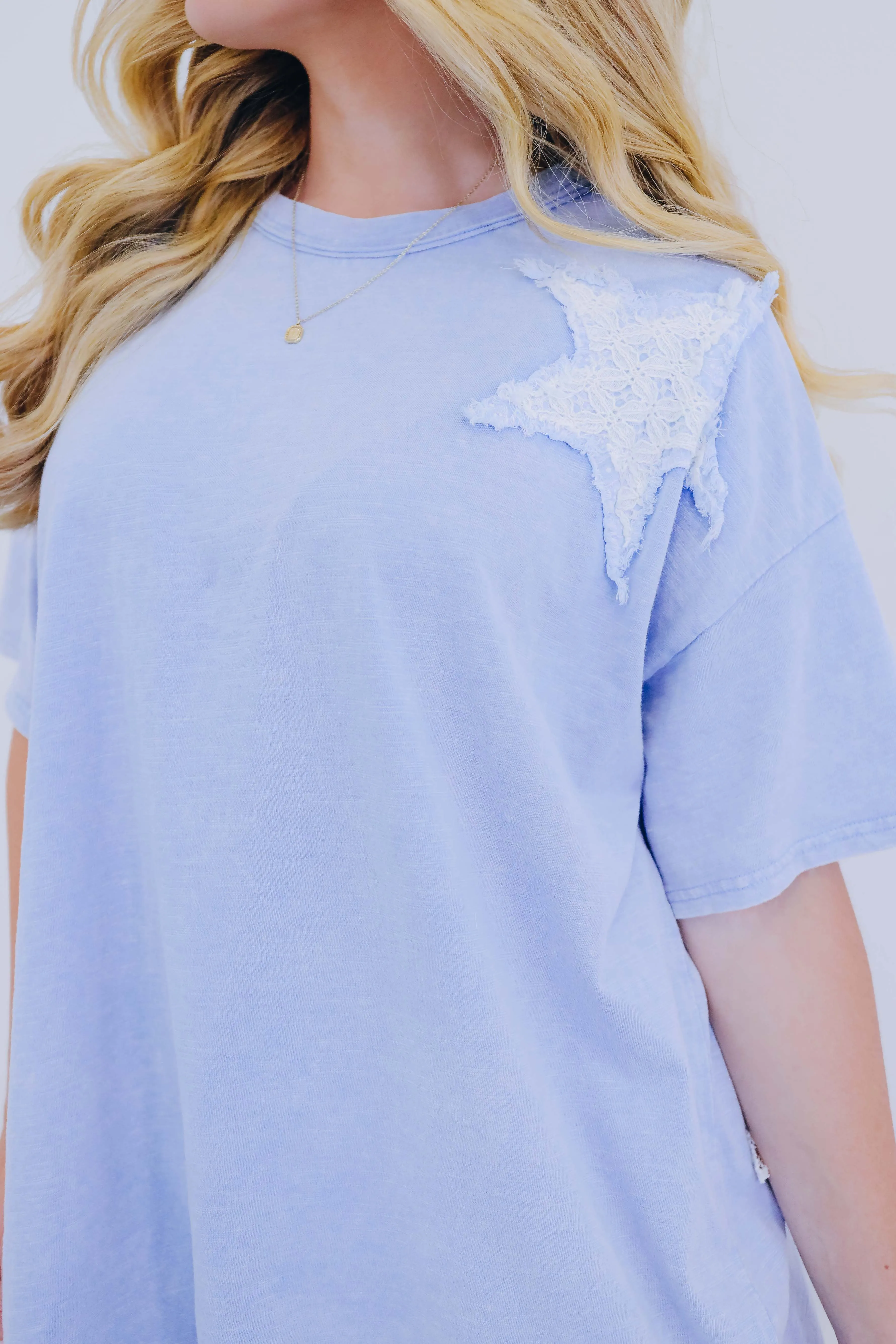 Make A Wish Star Patch Washed Top - 2 Colors
