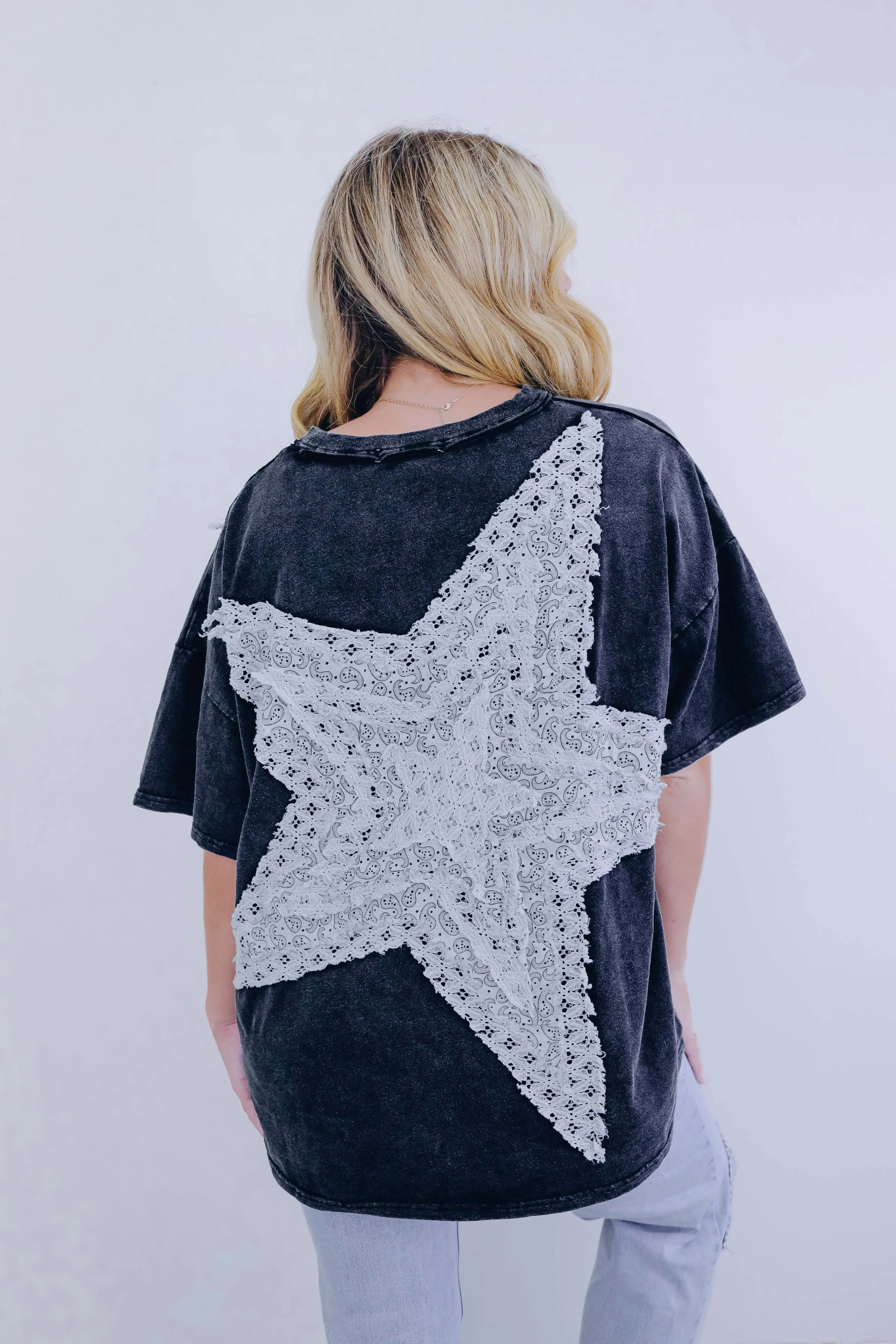 Make A Wish Star Patch Washed Top - 2 Colors