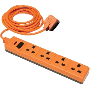 Masterplug EXS1344O 4 Socket 4m 13A Heavy Duty Extension Lead Orange