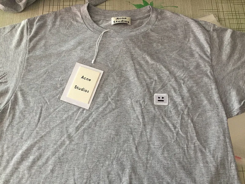 Men Smile Embroidery Funny Acne Tees