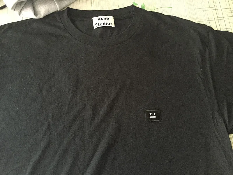 Men Smile Embroidery Funny Acne Tees