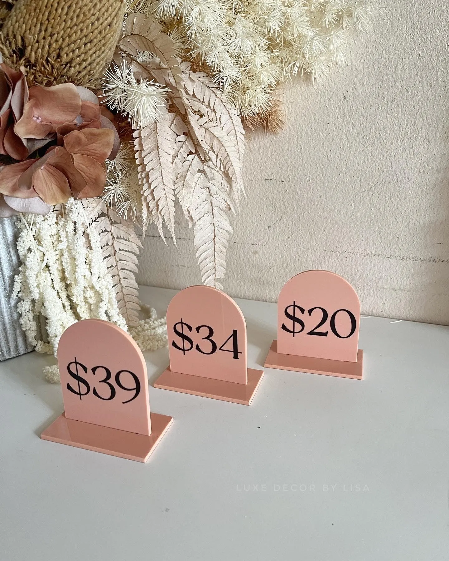 Mini Arch Pricing Signs Acrylic Market/Pop Up Stall Business Signs