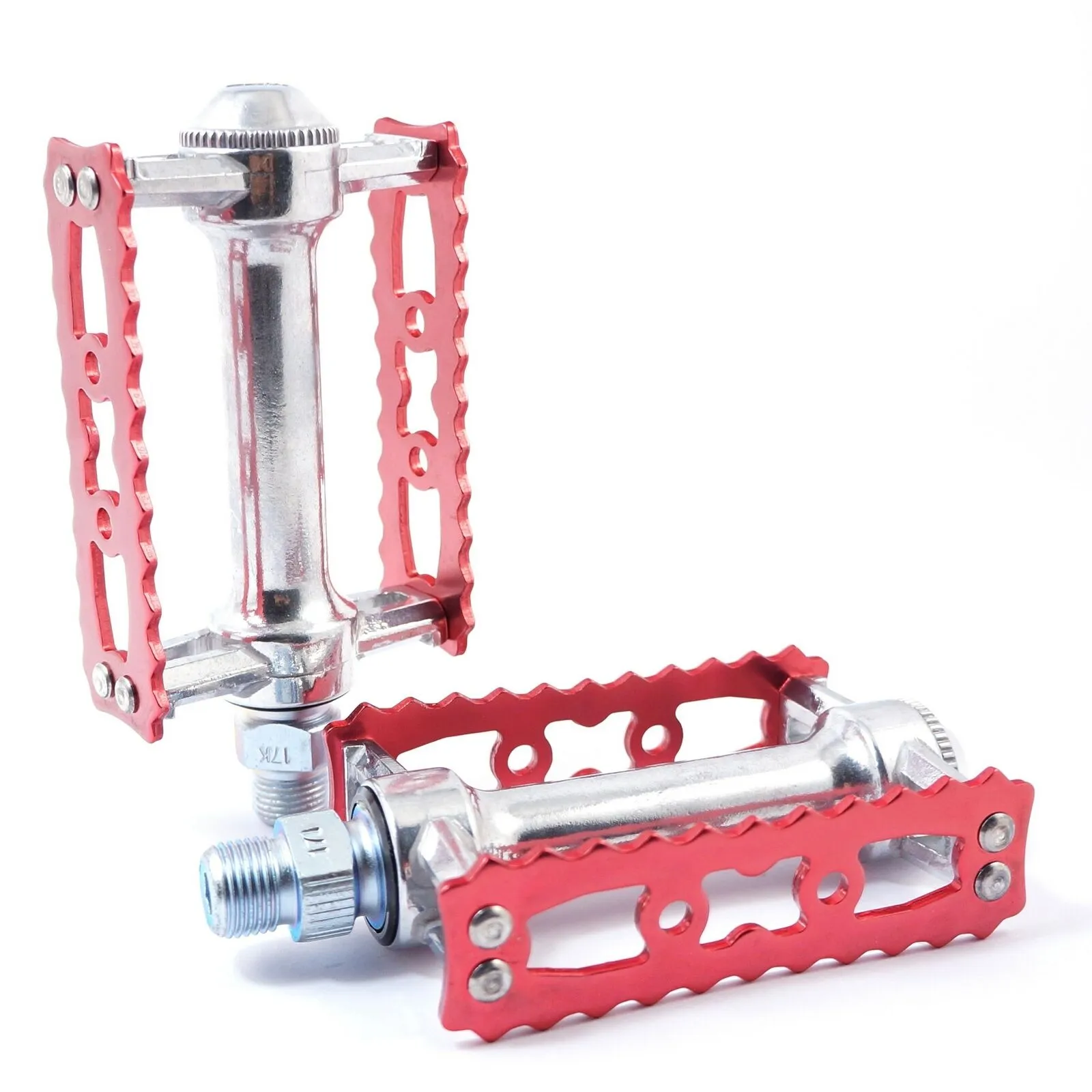 MKS Sylvan Touring Old School Fixed Toe Clip Road Bike Pedal - Red Blue Gold