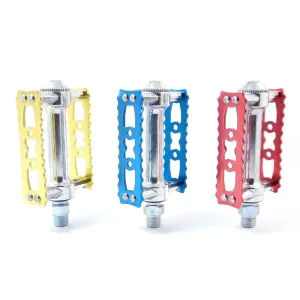 MKS Sylvan Touring Old School Fixed Toe Clip Road Bike Pedal - Red Blue Gold