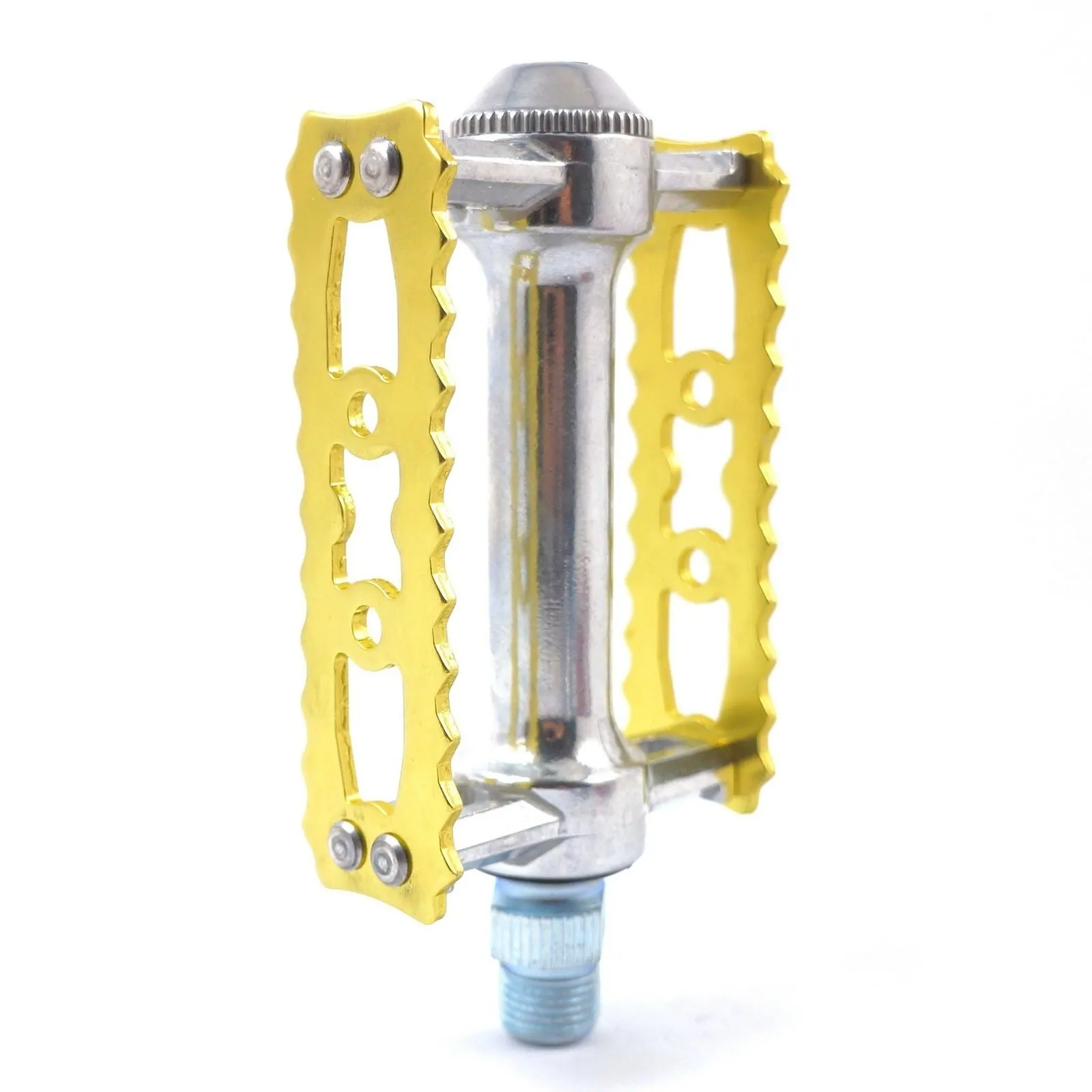 MKS Sylvan Touring Old School Fixed Toe Clip Road Bike Pedal - Red Blue Gold