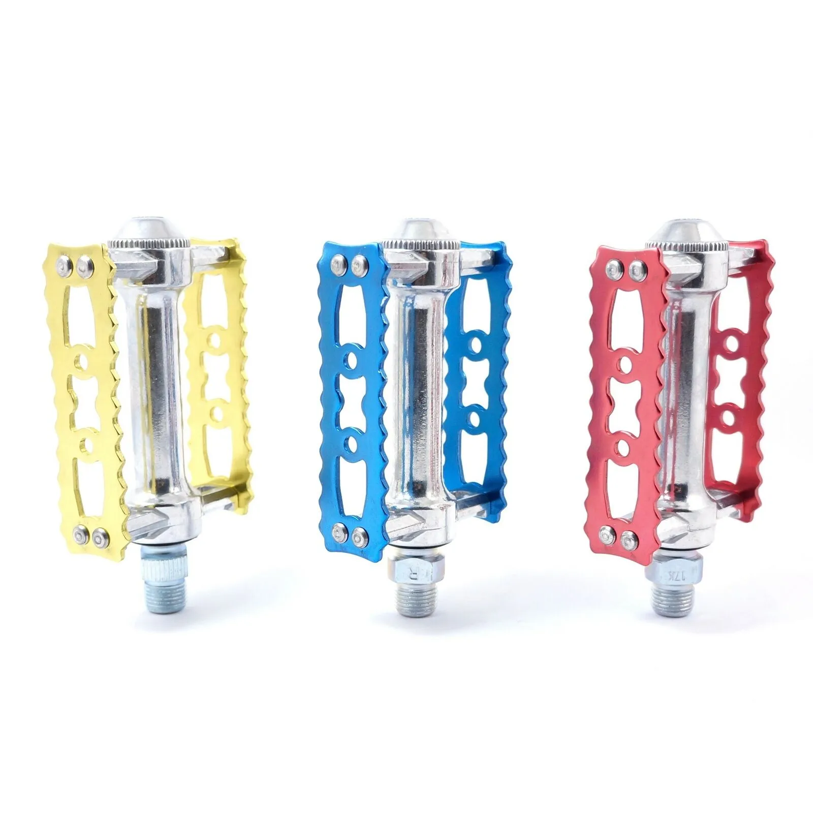 MKS Sylvan Touring Old School Fixed Toe Clip Road Bike Pedal - Red Blue Gold
