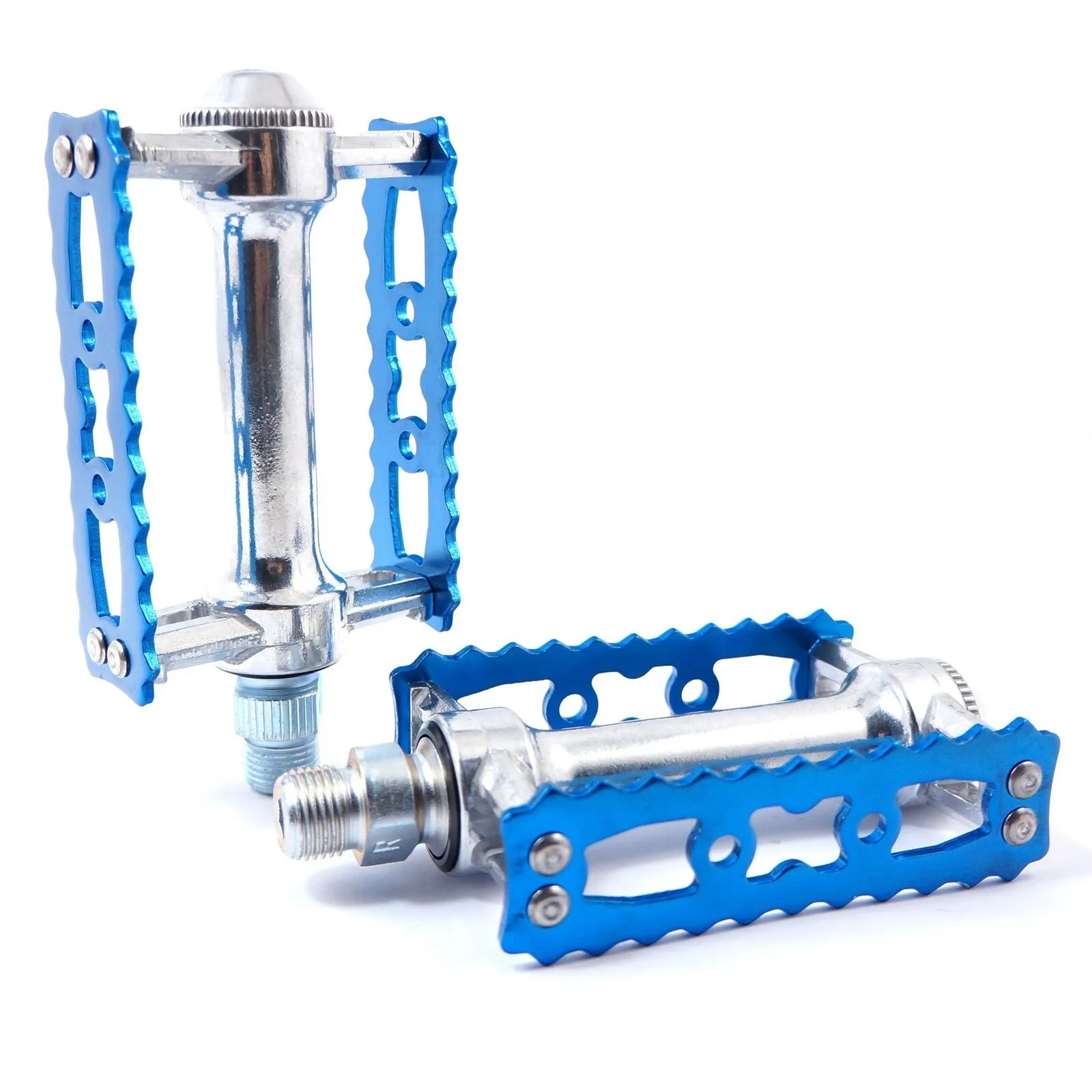 MKS Sylvan Touring Old School Fixed Toe Clip Road Bike Pedal - Red Blue Gold