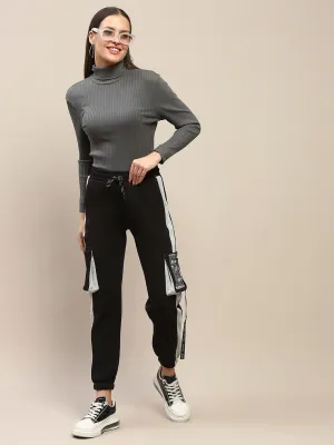 mSECRET Cotton Colorblock Black Track Bottoms