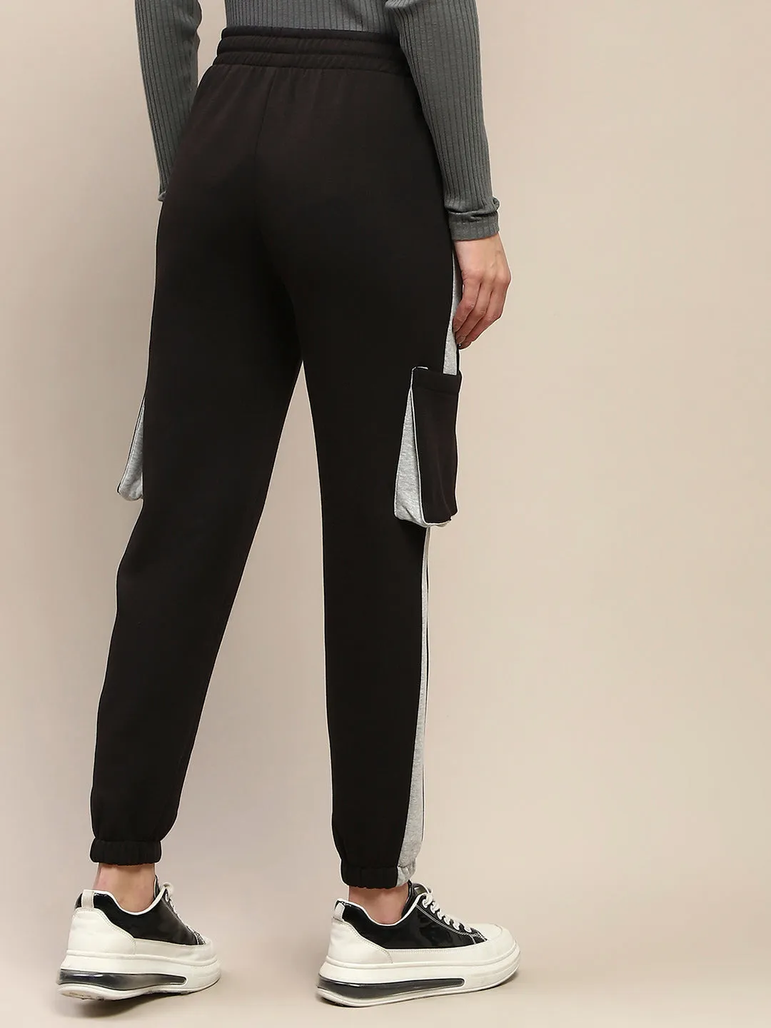 mSECRET Cotton Colorblock Black Track Bottoms