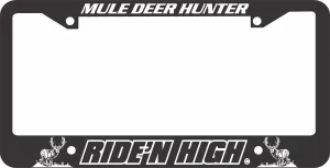MULE DEER LICENSE PLATE FRAME - RIDING HIGH