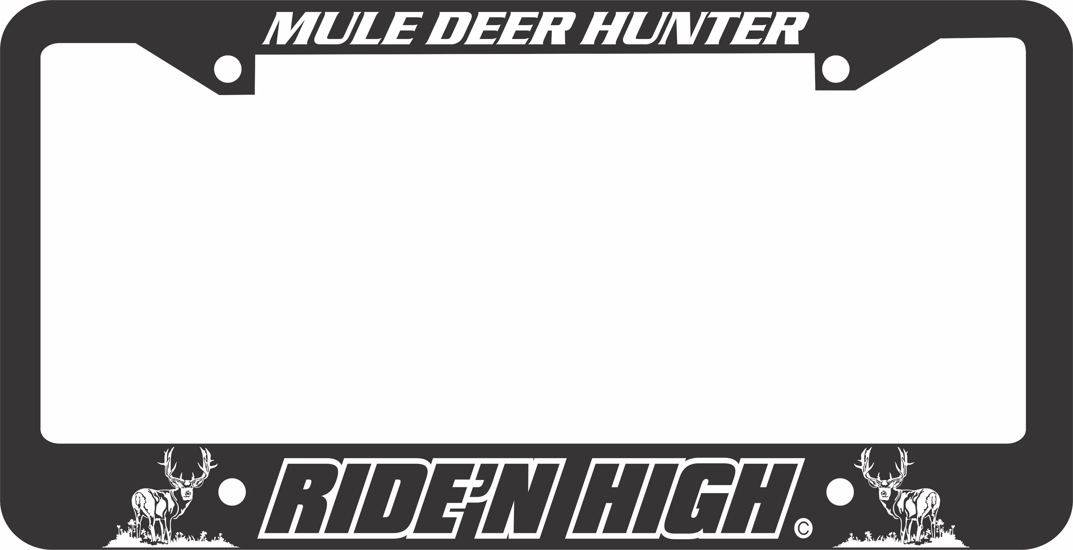 MULE DEER LICENSE PLATE FRAME - RIDING HIGH