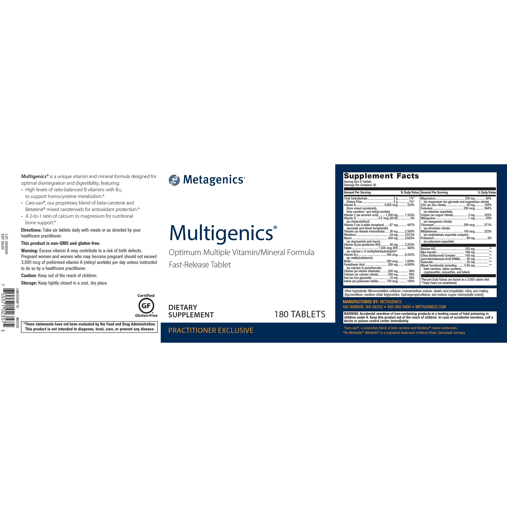 Multigenics® <br>Optimum Multiple Vitamin/Mineral Formula Fast-Release Tablet