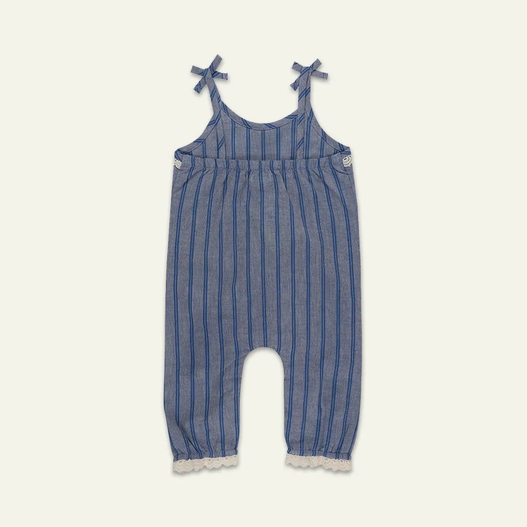 Navy Stripe Print Romper