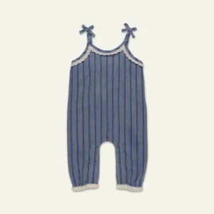 Navy Stripe Print Romper
