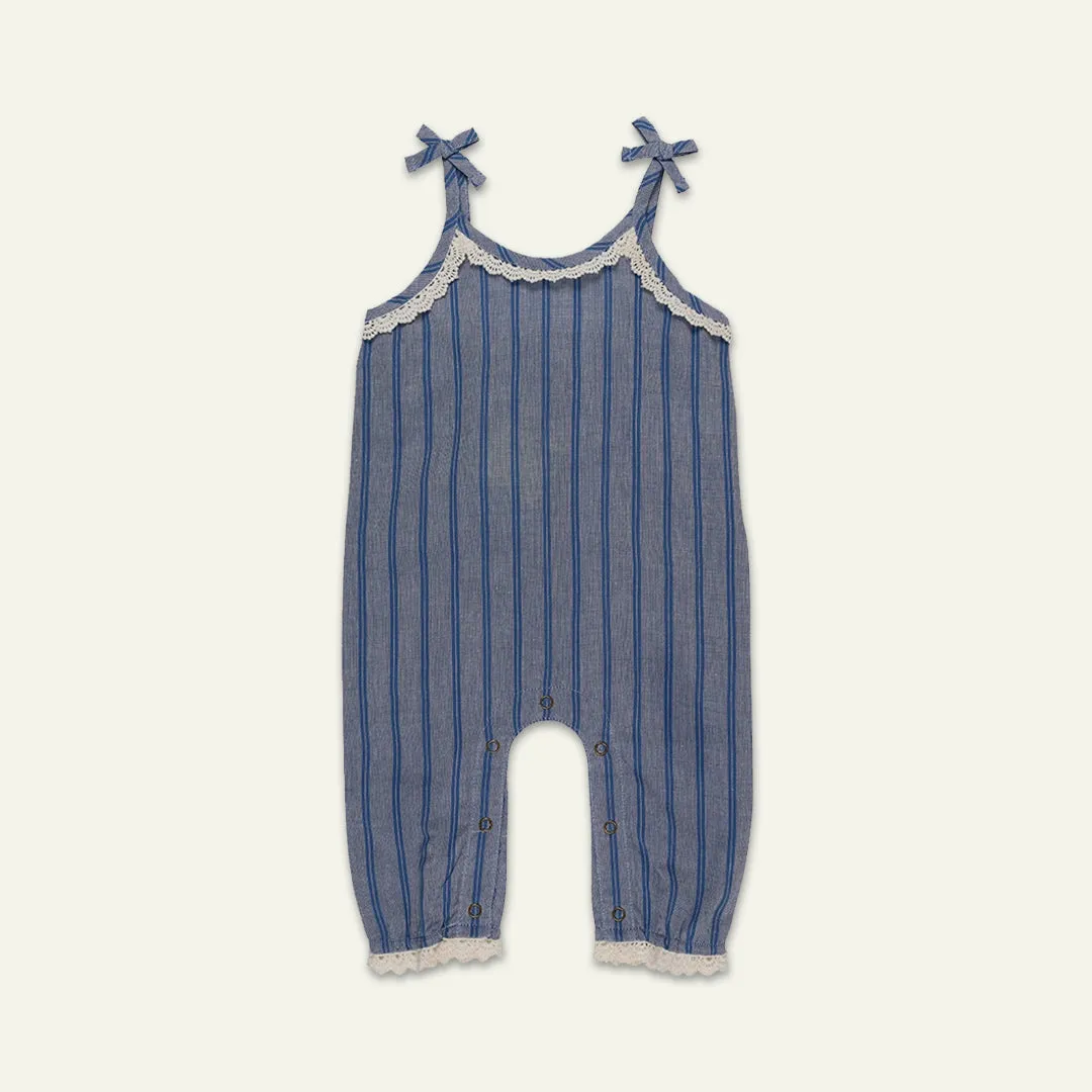 Navy Stripe Print Romper