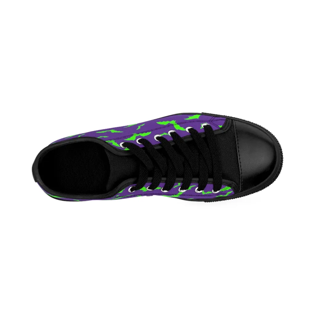 Neon Green Flying Bats in Purple Men's Sneakers