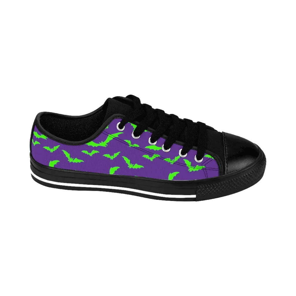 Neon Green Flying Bats in Purple Men's Sneakers
