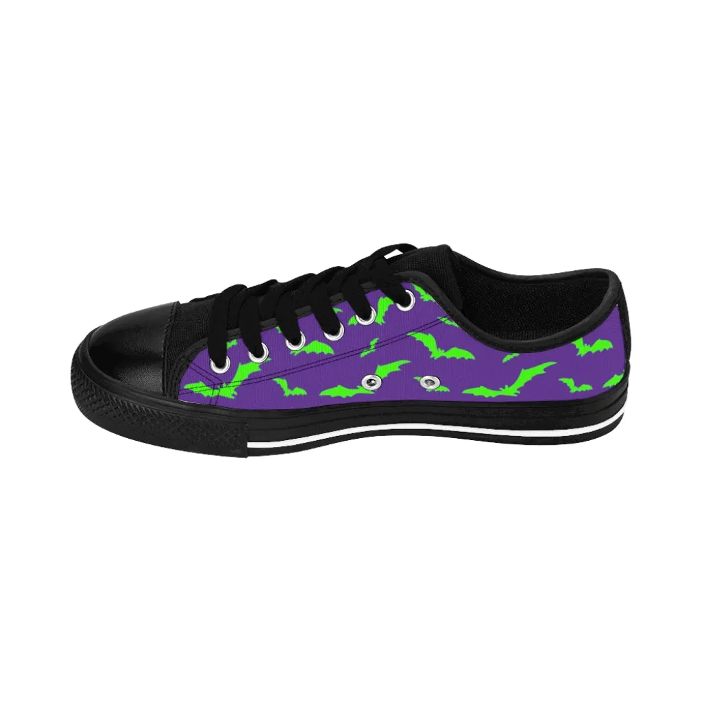 Neon Green Flying Bats in Purple Men's Sneakers