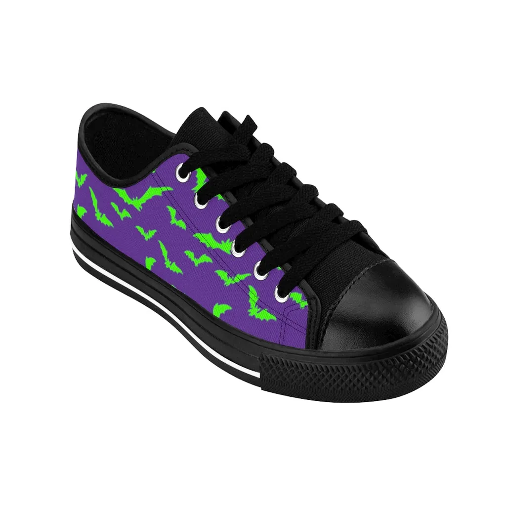 Neon Green Flying Bats in Purple Men's Sneakers