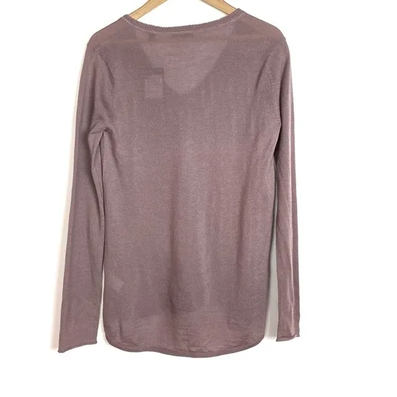 NEW ATM Cashmere V-Neck Pullover Sweater Dusty Purple $369