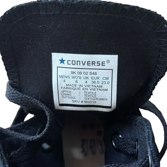 *NEW* CONVERSE Chuck Taylor ALL STAR HIGH TOP MONOCHROME BLACK #3310 M4/W6