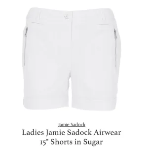 NEW Jamie Sadock 15&quot; Shorts Airwear Sugar White Silver Hardware {$72 MSRP} Sz 2