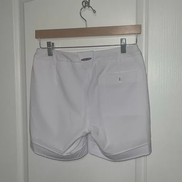 NEW Jamie Sadock 15&quot; Shorts Airwear Sugar White Silver Hardware {$72 MSRP} Sz 2