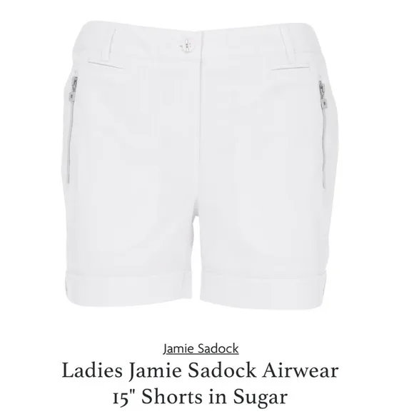 NEW Jamie Sadock 15&quot; Shorts Airwear Sugar White Silver Hardware {$72 MSRP} Sz 2
