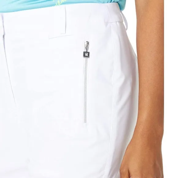 NEW Jamie Sadock 15&quot; Shorts Airwear Sugar White Silver Hardware {$72 MSRP} Sz 2
